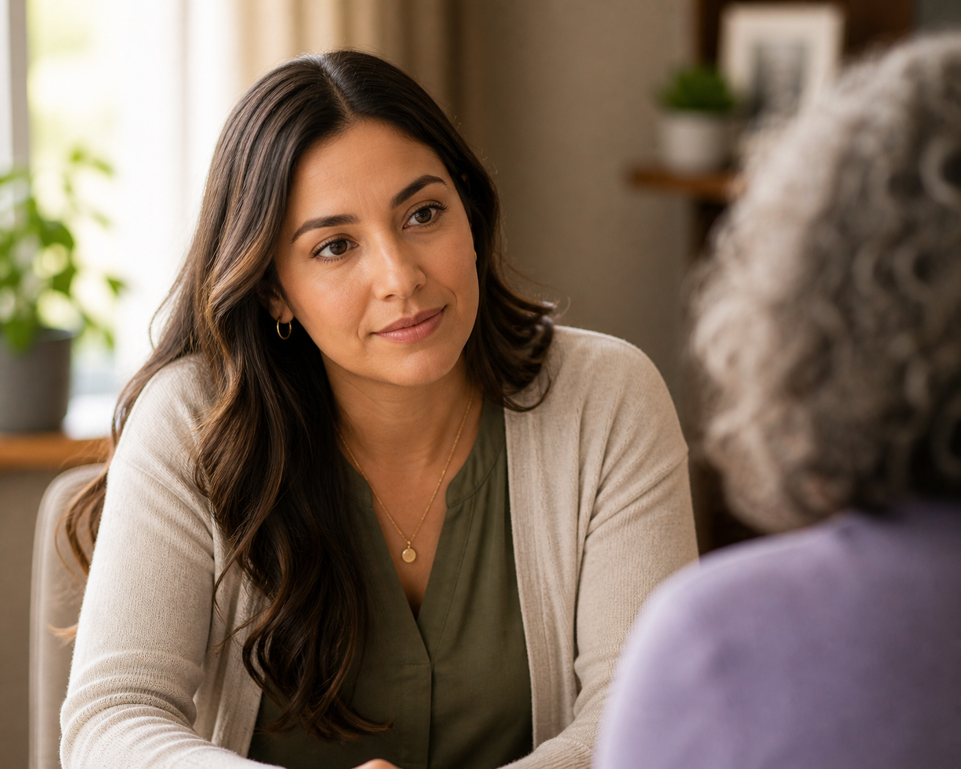 Advocate listening quietly to an older adult